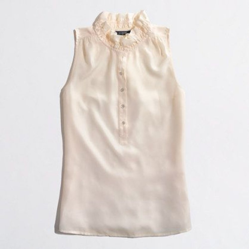 J Crew Teagan silk sleeveless ruffled popover sz 6